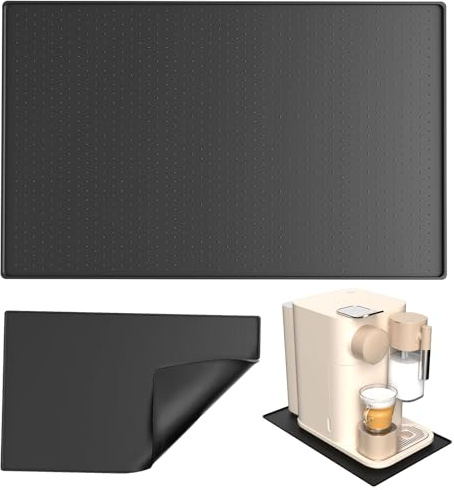 WYYFXY® 2 Stück Kaffeemaschine Silikonmatte mit Rand 48 × 30 cm Kaffeemaschinen Unterlagen Schwarz Kaffeevollautomat Unterlage Arbeitsplattenschutz Silikonmatte für Airfryer Kaffeemaschine