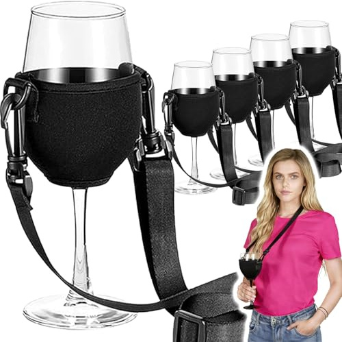 Raqieman Weinglashalter zum Umhängen, Tragbare Weinglashalter, Festival Wine Glass Holder, Stoff Weinglashalter für Den Hals Wein für Weihnachten, Weinfest, Hochzeit, Geburtstag, Party, Picknicks