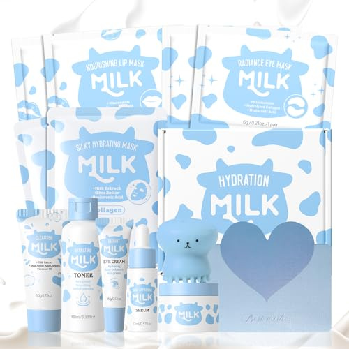 Milk Skincare Kit, 12pcs Set Regalo Mujer Cuidado Facial