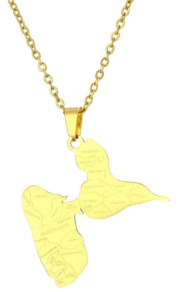 LUTAKU Collier avec pendentif carte de la Guadeloupe pour homme et femme - En acier inoxydable, one size, Acier inoxydable, Pas de pierre précieuse