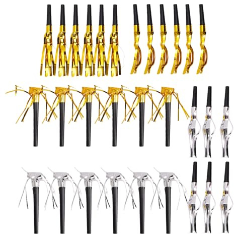 Brrnoo 30PCS Generadores de Ruido para Fiestas, Cuernos Metálicos para Fiestas para Celebraciones