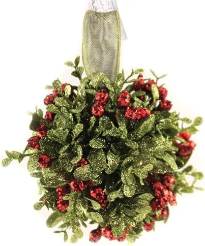 Ganz 5 Inch Mistletoe Kissing Ball Ornament,Red,5 Dia.