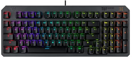 ASUS TUF Gaming K3 Gen II - Clavier Gaming Compact à 97 Touches, switches opto-mécaniques RGB, Joint en Silicone, Mousse amortissante, étanchéité IP57, Plaque supérieure Amovible et Aura Sync, AZERTY