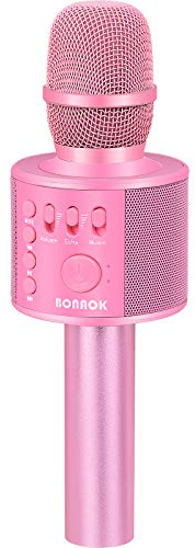 BONAOK Wireless Bluetooth Karaoke Microphone, 3-in-1 Portable Handheld Mic Speaker Machine with Built-in Non-Detachable Battery, for All Smartphones, Gifts to Girls, Boys Kids Adults All Age