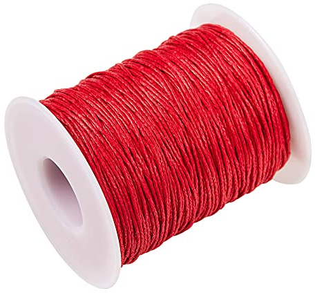 UR URLIFEHALL 100 Yards/90m x 1mm Quality Red Waxed Cotton Thread Cords Macrame Artisan String for Jewelry Making Findings