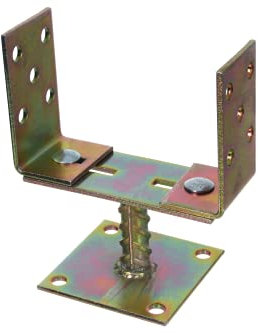 NAJDER Support Poteau en U à Visser, Pied de Poteau Fixation Bois, Ancrage en Béton, Socle Réglable 0-160 mm, Acier Galvanisé à Chaud, Très Résistant