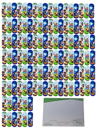 120 Stück FIGO professional Kinder-Pflaster Abenteurer + varivendo Notizblock