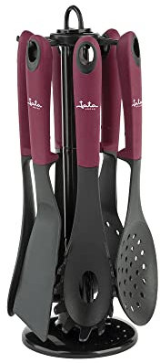 Jata HACC4600 - Set de 6 utensilios de cocina de nylon, Cazo, cucharón, espumadera, cuchara espagueti, espátula y pala, Soporta temperaturas máximas de 210º