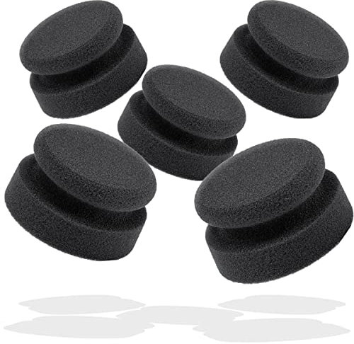 detailmate Car Care – Made in Germany – Pack of 5 Hand Polishing Sponges Soft, Black (Fine Cell), Diameter 90/50 mm Made of Premium Foam for Waxing/Applicator for Care Products on Plastic, Tyres