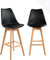 KAYELLES Lot de 2 chaises de Bar scandinaves, Large et Confortable siège avec Coussin Simili Cuir intégré, Hauteur d'assise 70 cm, Pieds en Bois de hêtre TIKA (Noir)
