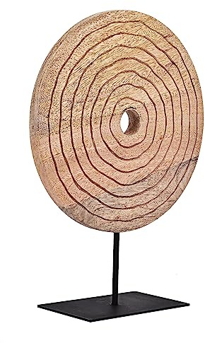 EGLO LIVING Skulptur mit Sockel Hokuta, Zimmer Deko für Wohnzimmer, Tischdeko aus Holz in Natur und Metall in Schwarz, minimalistische Wohnzimmerdeko, Dekofigur 35,5 cm