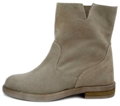 OSVALDO PERICOLI Stivaletti Donna Estivi in Pelle Camoscio Beige, Tacco Basso Made in Italy, 430
