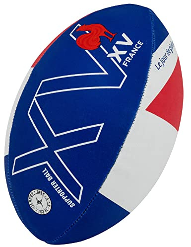 Gilbert Ballon de Rugby FFR - XV de France - Equipe de France - Collection Officielle, Taille 5, Bleu