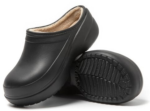 JOMIX Sandalen Clogs Winter Elegant Slippers Orthopädische Pantoletten Hausschuhe Damen Plüsch Plateau Schlappen (Schwarz, 40-41 EU, MD1080)