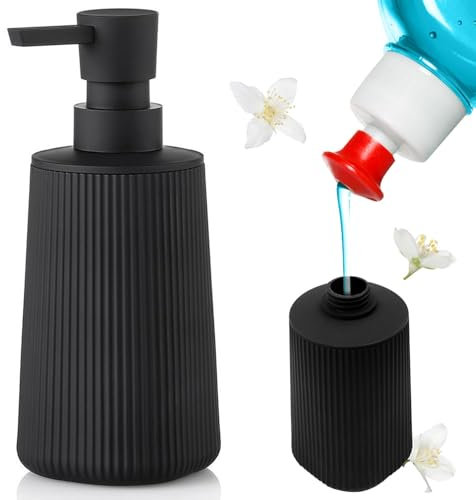 Dispensadores de Jabón para Baño Dispensador Champu y Gel,Duchadispensador Jabon Cocina Vintage Mate Dispensador de Líquidos para Baño, Cocina Gel de Ducha, Jabón de Manos-380ml