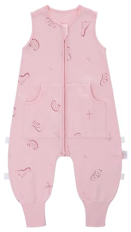 LAT Toddler Sleep Sack with Fee 0.5 Tog,Unisex Cotton Baby Sleeping Bag with Legs,All Season Sleeveless Sleep Sack with Pockets For Girls & Boys，100% Cotton,2-Way Zipper(Pink Dinosaur,4-6Years)