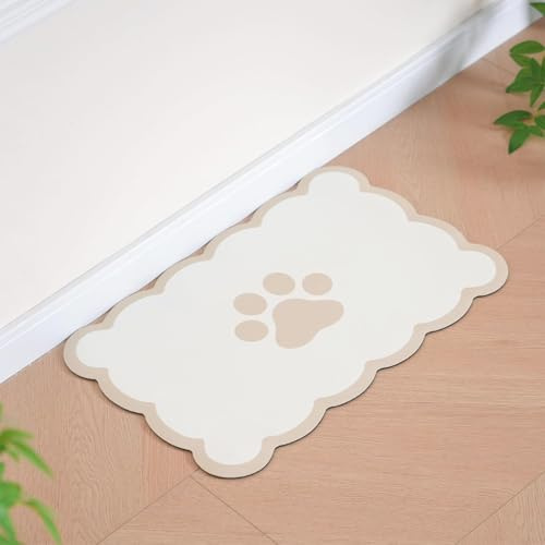 Kaseremy Napfunterlage Katzen, Hundefutter Matte rutschfest, Saugfähig Schnelltrocknend Katzenfutter-Matte, Futtermatten für Haustiere (Beige, 30 x 50 cm)