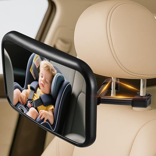 Specchietto Retrovisore Bambini, 100% infrangibile e 360° girevole Specchio Auto Neonato Sedile Posteriore, Specchio Retrovisore Bambini con clip di fissaggio rinforzato