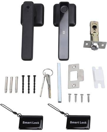 PODSJD Cerradura portátil inteligente con huella digital, código y app, picaporte magnético sin agujeros para puertas de 30-50 mm - Seguridad avanzada antiokupa para casa y oficina