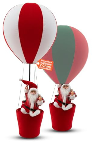 Avilia – Mongolfiera Natalizia Grande con Babbo Natale e Albero Decorativo, Decorazione Scenografica per Casa e Negozi, Addobbo Natalizio Originale Pronto all’Uso