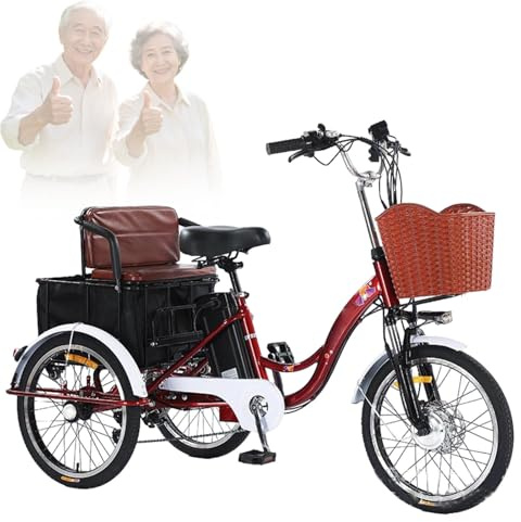 DHsdlpLU Bicicletta elettrica a 3 Ruote per Adulti Sedile Multifunzionale Posteriore Cestino Carico Altezza Regolabile di Carico 150 kg Altezza Regolabile per Le commissioni