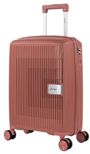 PRIMER - Cabin Luggage 55x40x20 Styv kabinväska med hjul Lättviktsväska lämplig för flygbolag och Ryanair - Handbagage för korta resor, Rosa