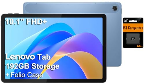 Lenovo Tab M10 10.1 Idea Android Tablet, 192GB Storage (128GB eMMC+64GB SD Card), FHD+ (1920x1200), 8-Core MediaTek, Ultra-Light Design for Kids, Student, Gaming, Long Battery Life, 8MP+5MP Camera