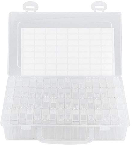 Cocoarm Caja de Pintura de Diamantes con 64 Ranuras Caja de Almacenamiento de Cuentas de Plástico 22,2 X 13,3 X 5,2 Cm con Tapas Etiquetadas Mini Contenedores Separados para Arte de Diamantes,