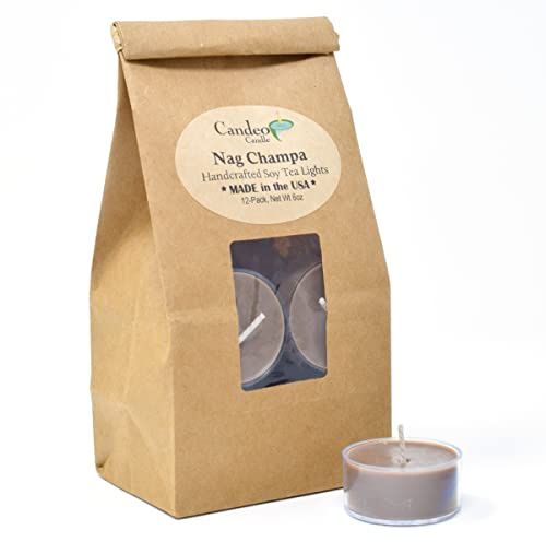 Nag Champa Scented - Soy Tealight Candles, 12 Pack - Highly Scented - Handmade in The USA - Candeo Candle - Summer Scents