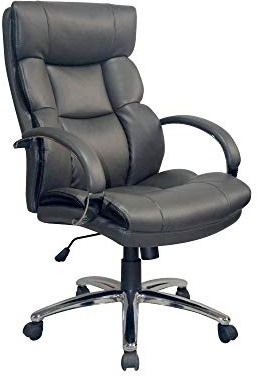 byLIVING Chefsessel PAUL-XXL/ Kunstleder dunkel-grau / Absatz schwarz / bis 150 kg belastbar / Federkern-Sitz / Gestell Metall verchromt / Armlehnen gepolstert / B 64, H 108-118, T 72 cm