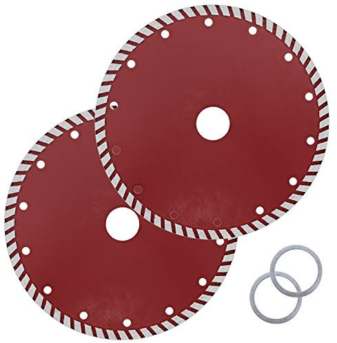 Be In Your Mind 2 Stück Diamantsägeblätter 180 x 25,4 x 2,8 mm Turbo-Trocken-Nass-Kreissägeblatt, 7,5 mm Segmenthöhe für Granit, Beton, Zement, Mauerwerk