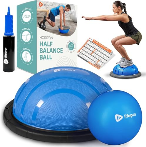 Lifepro Half Balance Ball Trainer - Stability Ball for Exercise, Full-Body Workouts, Home Gym, and Physical Therapy - Horizon Balance Ball Half Non-Slip Equipment for Balance Training
