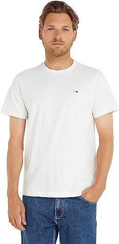 Tommy Jeans Tjm Slim Jersey C Neck Ext Dm0Dm09598, Top in Maglia a Maniche Corte, Uomo, Bianco (White), XS