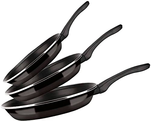 Fagor Optimax Set Juego Sartenes Inducción 20-24-28 cm, Acero Esmaltado, Antiadherente Ecológico XYLAN sin PFOA, Alto Espesor, Apta para Todas Las Cocinas, Vitrocerámica, Gas, Lavavajillas, Negro