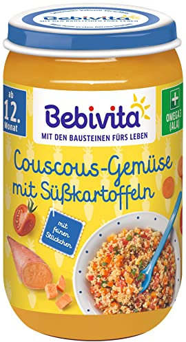 Bebivita Menüs ab dem 12. Monat Couscous-Gemüse mit Süßkartoffeln, 6er Pack (6 x 250g)