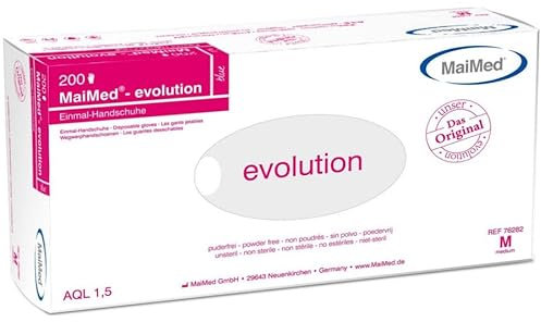 Maimed 76282 Evolution Einmalhandschuhe, Blau, Größe M, 2000 Stück