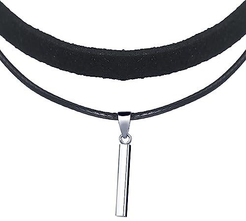 Yumilok Kette Damen Halskette Collier 925 Sterling Silber Choker Lederseil schwarz für Frauen Sie Freundin