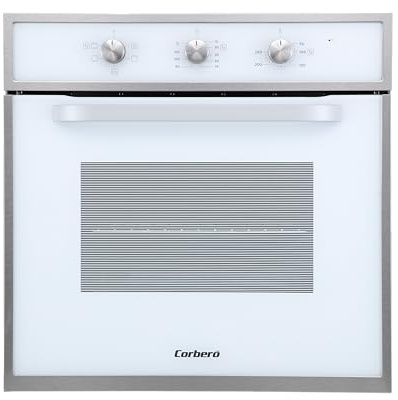 Corberó - Horno convección 70L | CCHM603W | 60x60x58 cm |Convencional con 4 Programas | Luz Interior | Limpieza Hidrólisis | Puerta Doble Cristal | 2100W | Blanco perfil Inox