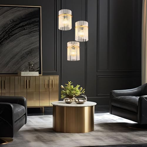 Globo Pendelleuchte LED Hängelampe Deckenleuchte Metall Gold Esszimmerlampe 3-Flammig,3x 7W 3x 806 lm warmweiß, DxH 47x140 cm