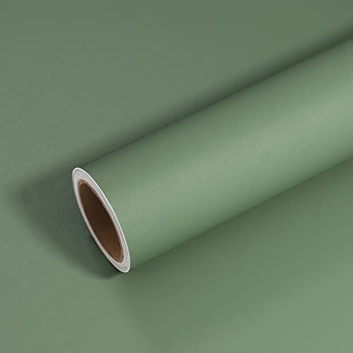 VEELIKE Papel de Pared Verde Salvia Vintage Papel Pintado Autoadhesivo Verde Mate 81cmx300cm Vinilos Adhesivos para Muebles Papel Adhesivo Decorativo Dormitorio Armarios Cocina Salon Impermeable