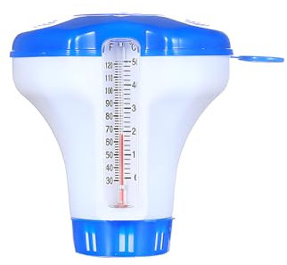 Qaziuy Pool Dosierschwimmer,Dosierschwimmer Mit Thermometer,Einstellbar Chlor Schwimmer Chlordosierer für Pool,Automatische Chlorierung Und Bromierung Von Schwimmbecken