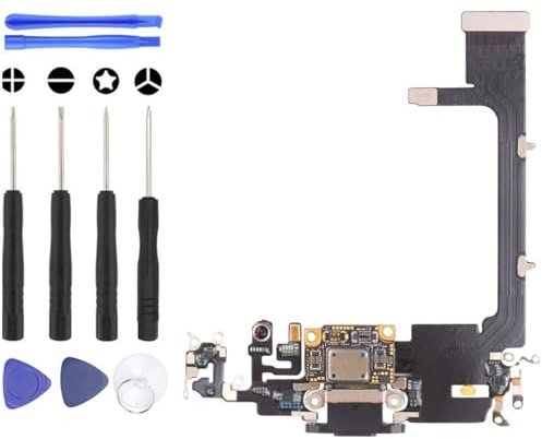 S&L ENTERPRISE Charging Port Dock Connector Compatible with iPhone 11 Pro 5.8 inch 2019 Replacement Flex Cable Microphone with IC Flex Incl. Repair Kit - Black
