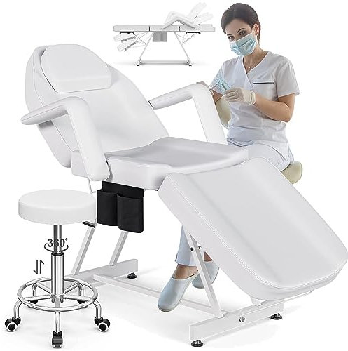 Beauty-Bett mit hydraulischem Hocker, verstellbarer 3-teiliger Massageliege, idealer Tattoo-Stuhl für Gesichtswimpern, professionelle Salon-Ausrüstung für Kunden, abnehmbares Kopfpolster im