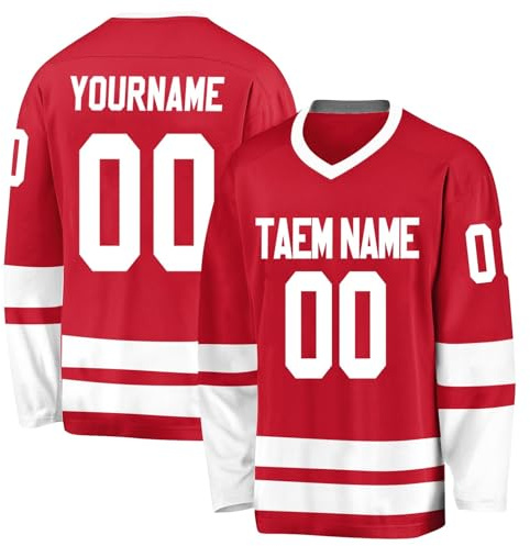 Generic Red Custom Ice Hockey Jersey - Men's One Size
