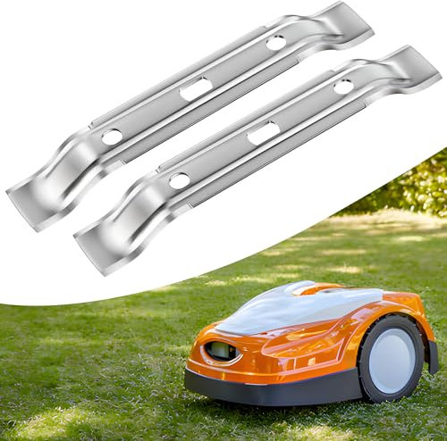 2 x Messerklingen kompatibel mit Stihl Mähroboter iMOW RMI 422 422P 422PC RMI422 P C– Ersatzmesser für Viking MI 422 – 420 Edelstahl Rasenmäherklingen, 197 mm, Silber