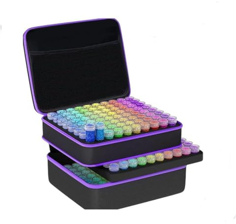 NEWFUN Diamond Painting Koffer, Diamond Painting Aufbewahrungsbox, 240 Stück Diamant Painting Zubehör Boxen mit Koffer Trichter
