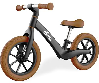 Mima Bicicleta Sin Pedales Niño 2 a 6 Años | Ligera y Ajustable | Aprendizaje de Equilibrio | Bici Infantil Antipinchazos | Regalo Ideal Bebé y Niños (Negra)