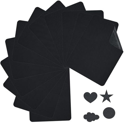 12 Stk Bügelflicken Schwarz,Aufnäher zum Aufbügeln,Selbstklebend