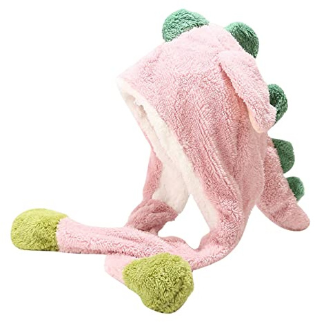 Cocinero Sombrero de Dinosaurio Animal con Orejas móviles de Felpa, Divertida para Saltar y Golpear para Mujeres y niñas, Disfraz de Cosplay, Sombrero de de Navidad y Vacaciones Gorro (One Size)