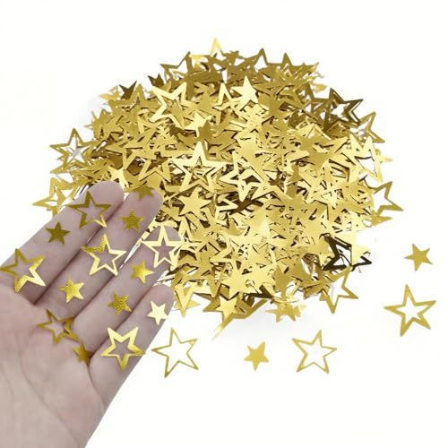 Coriandoli a forma di stella dorata, 15 g, in plastica metallizzata, per feste e tavoli da spargere